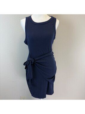NWT Kaileigh Caroline Knit-Fitted Ribbed Sleeveless Dress Navy Size SP Comfort